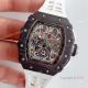 KV Factory V2 Upgraded Carbon Richard Mille Skeleton RM011 White Rubber Band Replica Watches  (2)_th.jpg